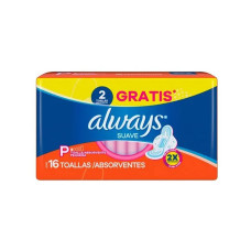 ASBSORVENTE  ALWAYS 16 ABSORVENTES (P) SUAVE COM ABAS - 16 UNIDADES